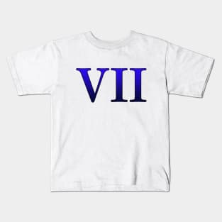 Blue Roman Numeral 7 VII Kids T-Shirt